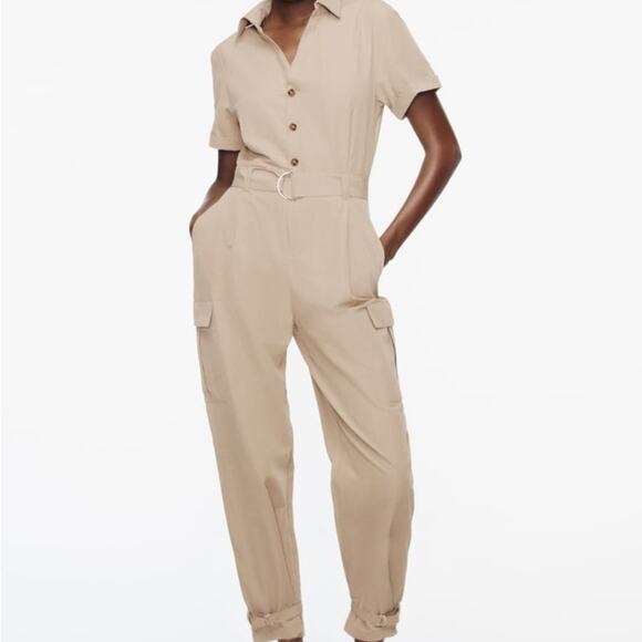 ZARA BELTED CARGO JUMPSUIT - Picture 4 of 12